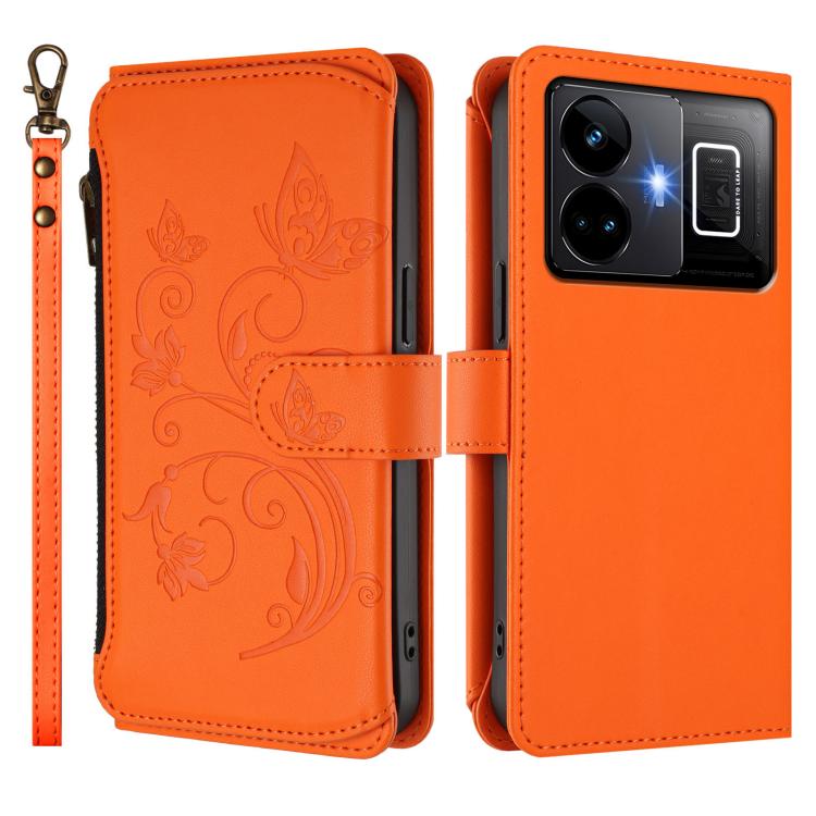 For Realme GT3 5G /  GT Neo 5 240W Butterfly Love Flower Multi-card Zipper Wallet Leather Phone Case