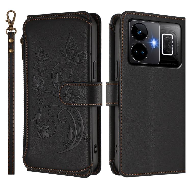 For Realme GT3 5G /  GT Neo 5 240W Butterfly Love Flower Multi-card Zipper Wallet Leather Phone Case