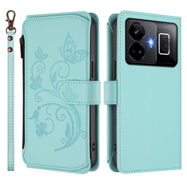 For Realme GT3 5G /  GT Neo 5 240W Butterfly Love Flower Multi-card Zipper Wallet Leather Phone Case