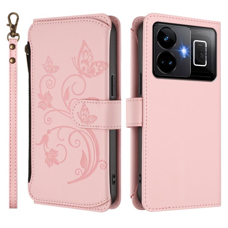 For Realme GT3 5G /  GT Neo 5 240W Butterfly Love Flower Multi-card Zipper Wallet Leather Phone Case
