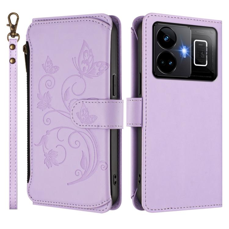 For Realme GT3 5G /  GT Neo 5 240W Butterfly Love Flower Multi-card Zipper Wallet Leather Phone Case