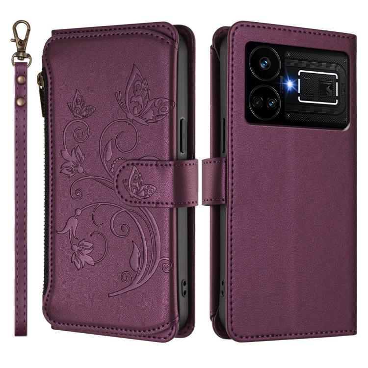 For Realme GT5 240W / GT5 5G Butterfly Love Flower Multi-card Zipper Wallet Leather Phone Case