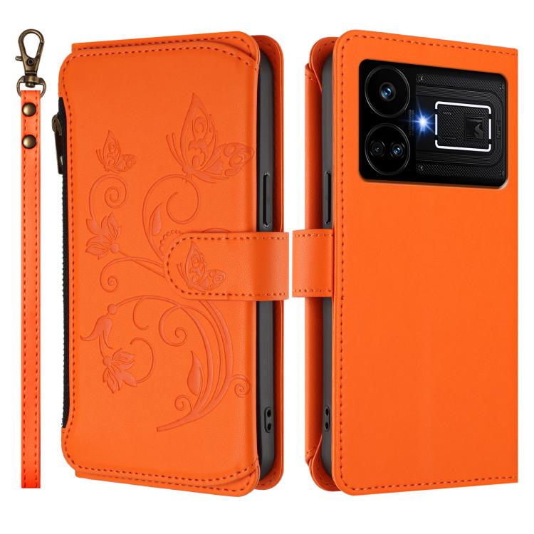 For Realme GT5 240W / GT5 5G Butterfly Love Flower Multi-card Zipper Wallet Leather Phone Case