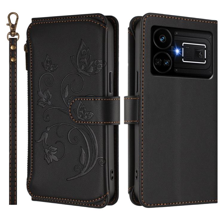 For Realme GT5 240W / GT5 5G Butterfly Love Flower Multi-card Zipper Wallet Leather Phone Case