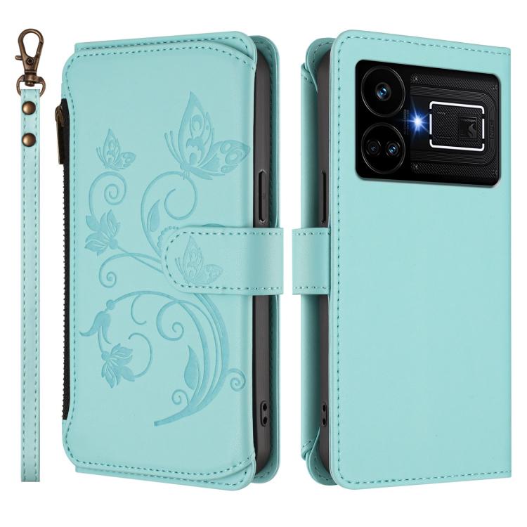 For Realme GT5 240W / GT5 5G Butterfly Love Flower Multi-card Zipper Wallet Leather Phone Case