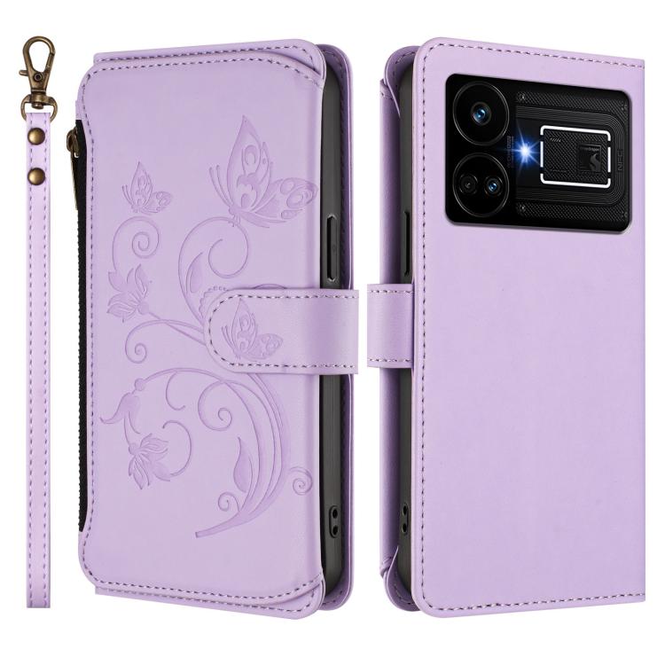 For Realme GT5 240W / GT5 5G Butterfly Love Flower Multi-card Zipper Wallet Leather Phone Case