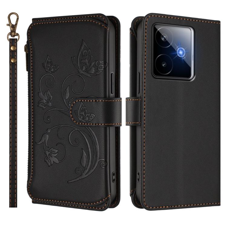 For Realme GT 7 5G India Butterfly Love Flower Multi-card Zipper Wallet Leather Phone Case