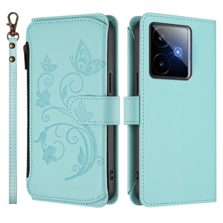 For Realme GT 7 5G India Butterfly Love Flower Multi-card Zipper Wallet Leather Phone Case