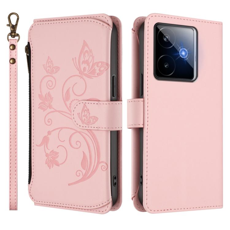 For Realme GT 7 5G India Butterfly Love Flower Multi-card Zipper Wallet Leather Phone Case