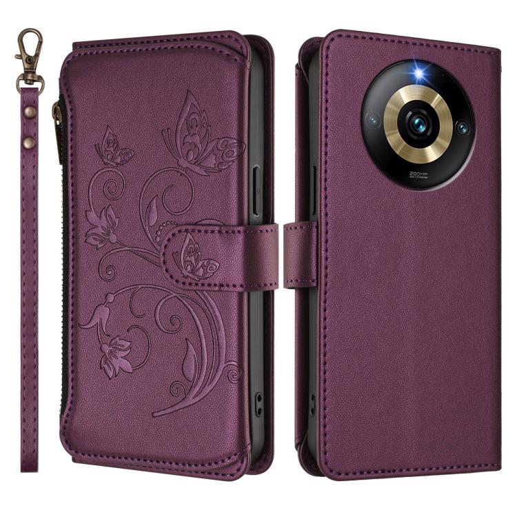 For Realme Narzo 60 Pro Butterfly Love Flower Multi-card Zipper Wallet Leather Phone Case