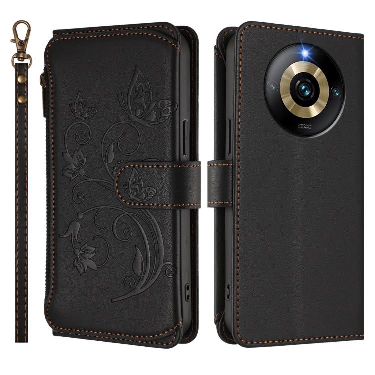 For Realme Narzo 60 Pro Butterfly Love Flower Multi-card Zipper Wallet Leather Phone Case