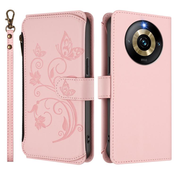 For Realme Narzo 60 Pro Butterfly Love Flower Multi-card Zipper Wallet Leather Phone Case