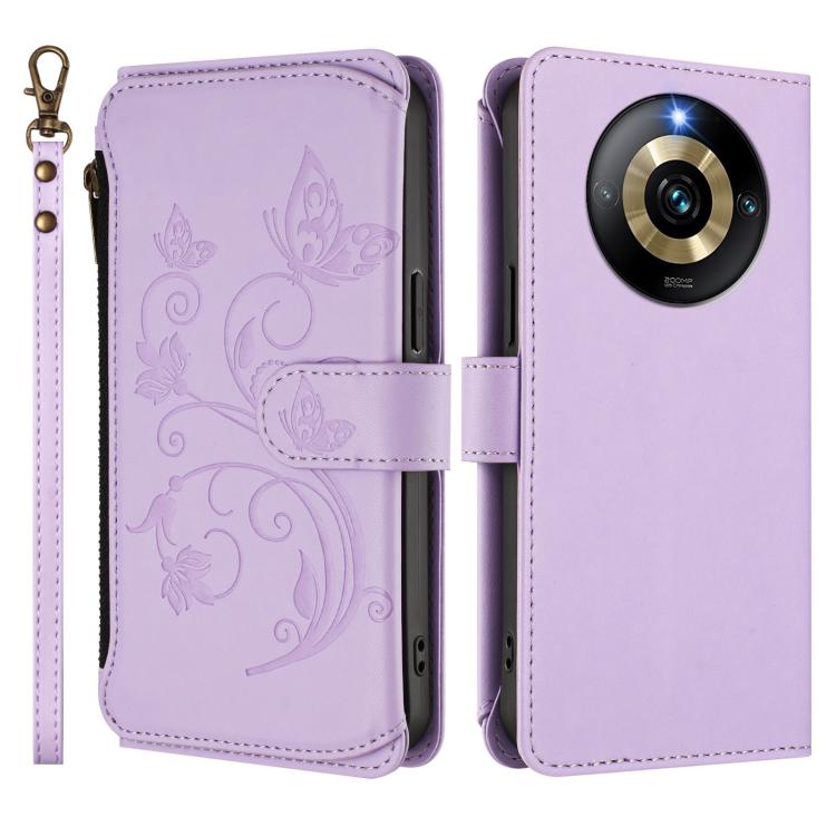 For Realme Narzo 60 Pro Butterfly Love Flower Multi-card Zipper Wallet Leather Phone Case