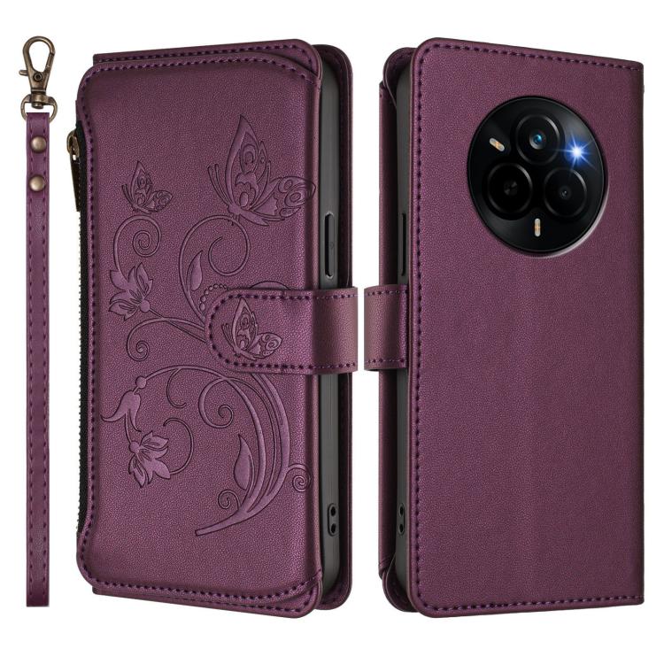 For Realme Narzo 80 Pro  Butterfly Love Flower Multi-card Zipper Wallet Leather Phone Case
