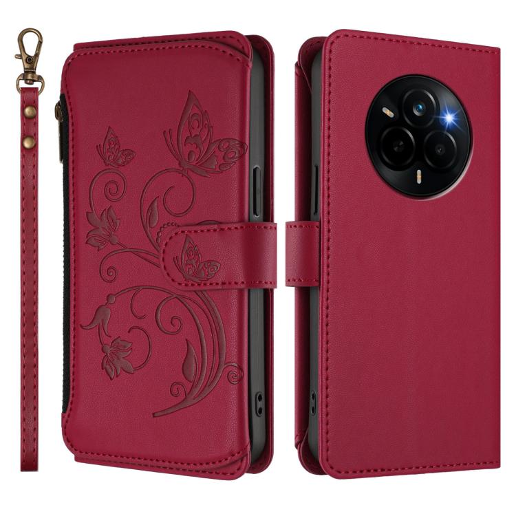 For Realme Narzo 80 Pro  Butterfly Love Flower Multi-card Zipper Wallet Leather Phone Case