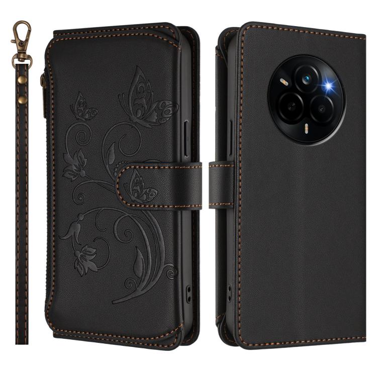 For Realme Narzo 80 Pro  Butterfly Love Flower Multi-card Zipper Wallet Leather Phone Case