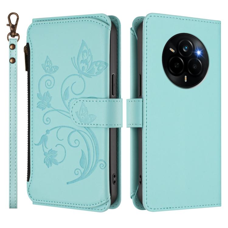For Realme Narzo 80 Pro  Butterfly Love Flower Multi-card Zipper Wallet Leather Phone Case