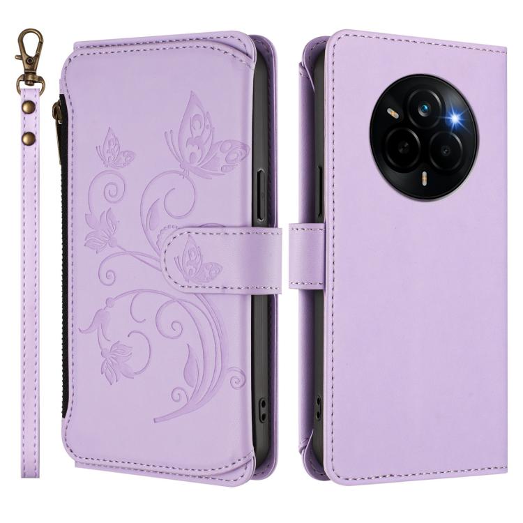 For Realme Narzo 80 Pro  Butterfly Love Flower Multi-card Zipper Wallet Leather Phone Case