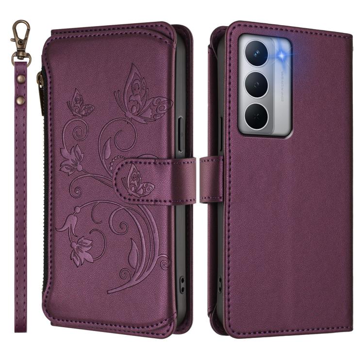 For Realme Narzo 80x Butterfly Love Flower Multi-card Zipper Wallet Leather Phone Case