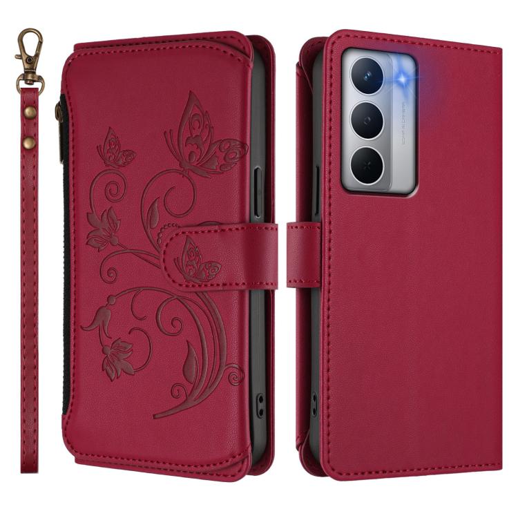 For Realme Narzo 80x Butterfly Love Flower Multi-card Zipper Wallet Leather Phone Case