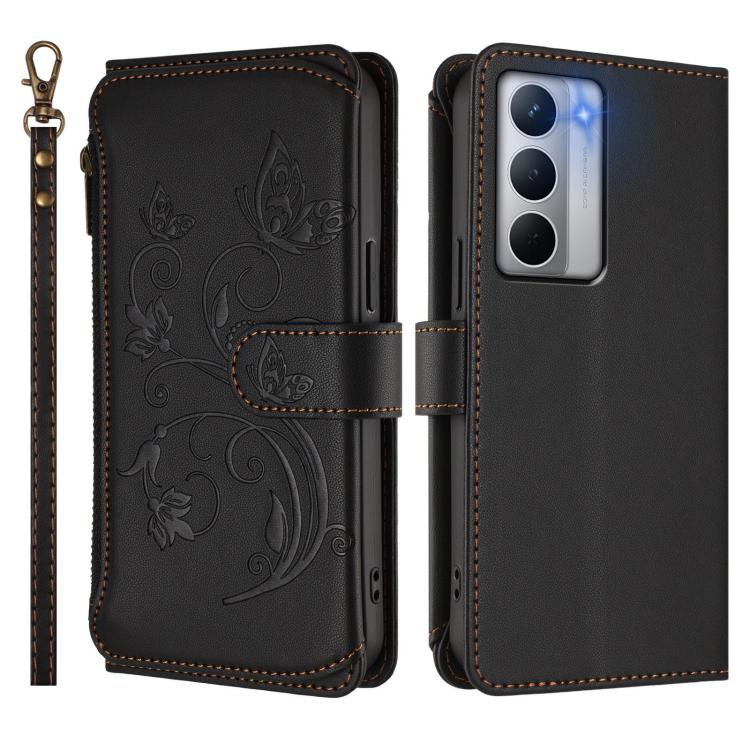 For Realme Narzo 80x Butterfly Love Flower Multi-card Zipper Wallet Leather Phone Case