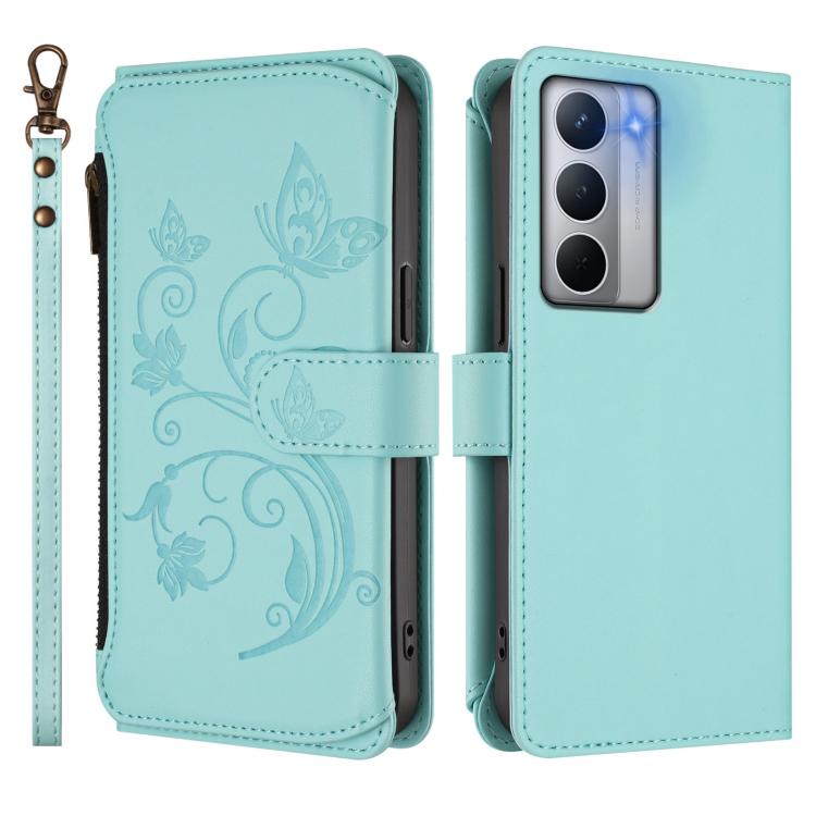 For Realme Narzo 80x Butterfly Love Flower Multi-card Zipper Wallet Leather Phone Case