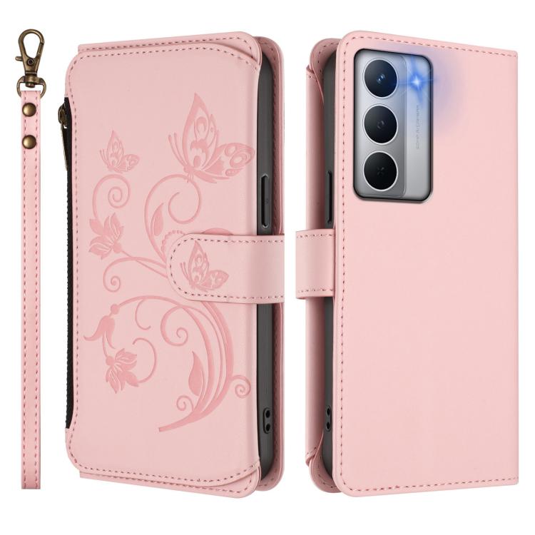 For Realme Narzo 80x Butterfly Love Flower Multi-card Zipper Wallet Leather Phone Case
