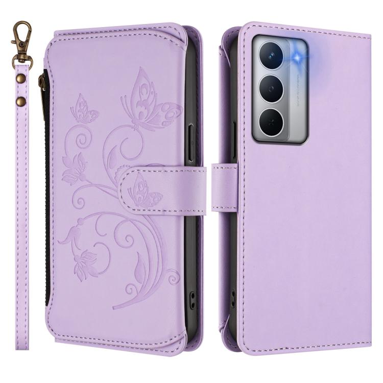 For Realme Narzo 80x Butterfly Love Flower Multi-card Zipper Wallet Leather Phone Case