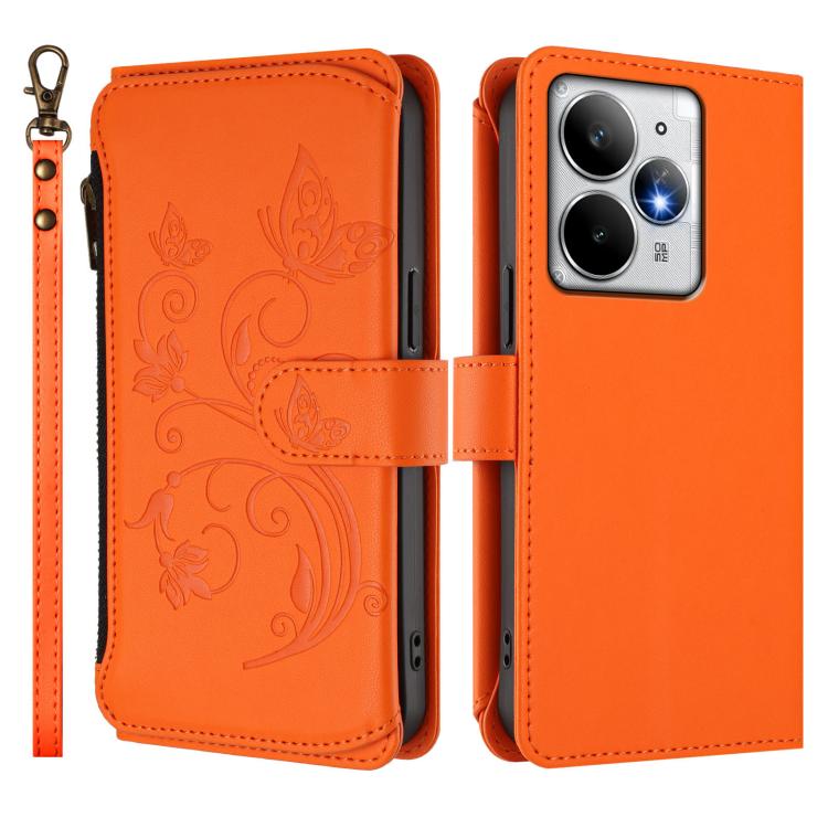 For Realme Neo7 Turbo Butterfly Love Flower Multi-card Zipper Wallet Leather Phone Case