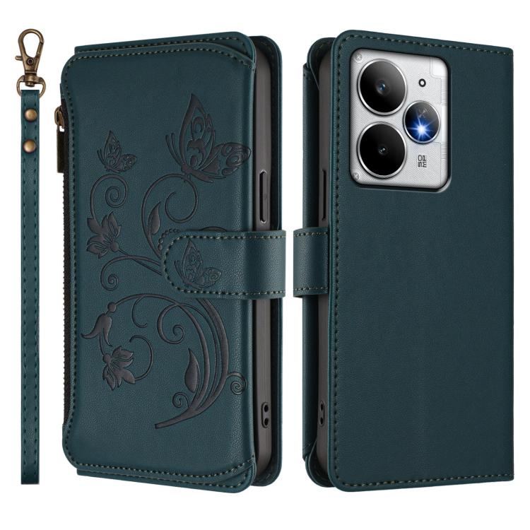 For Realme Neo7 Turbo Butterfly Love Flower Multi-card Zipper Wallet Leather Phone Case