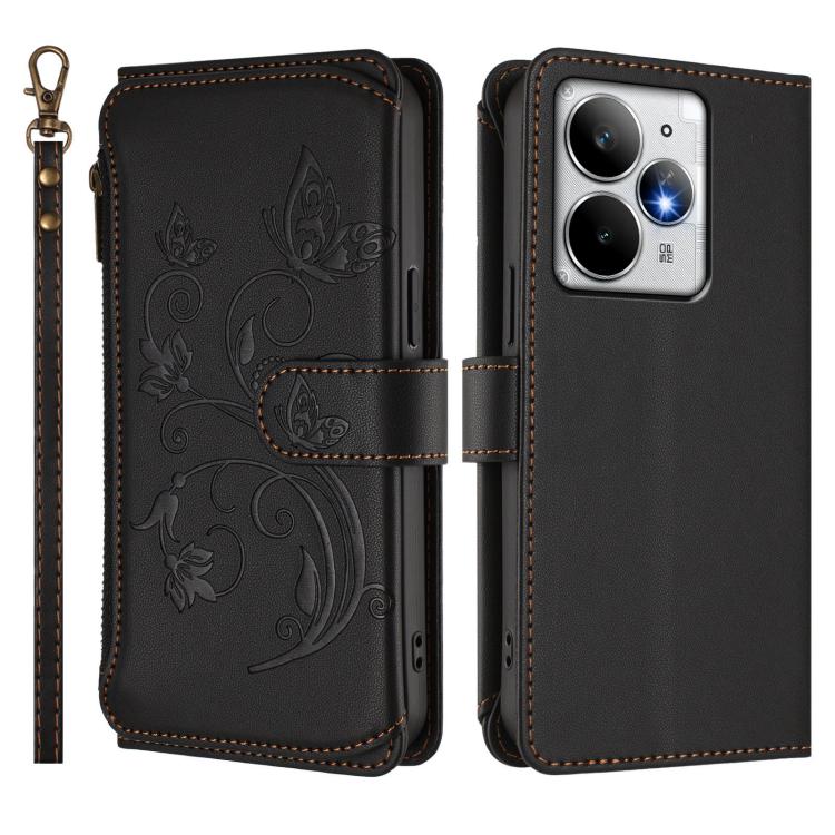 For Realme Neo7 Turbo Butterfly Love Flower Multi-card Zipper Wallet Leather Phone Case