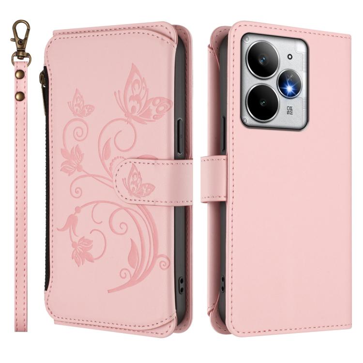 For Realme Neo7 Turbo Butterfly Love Flower Multi-card Zipper Wallet Leather Phone Case