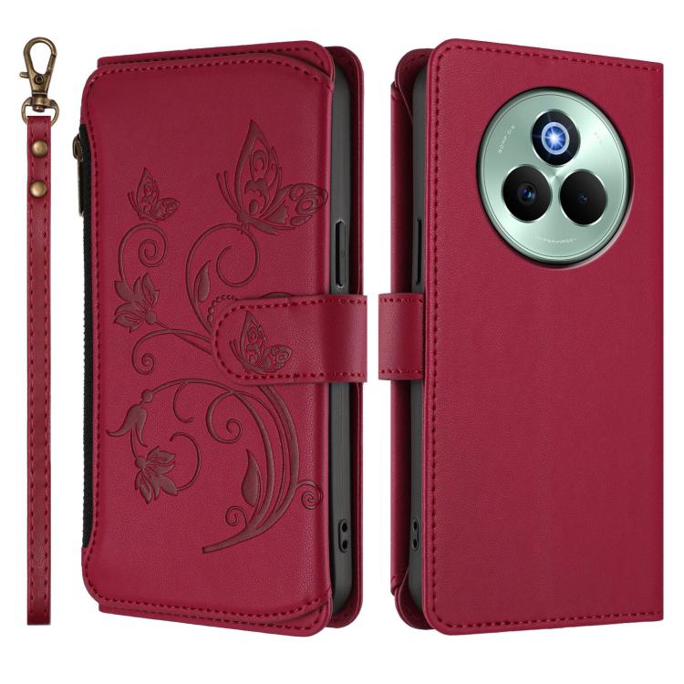 For Realme P3 Pro 5G Global Butterfly Love Flower Multi-card Zipper Wallet Leather Phone Case