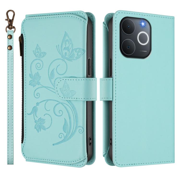 For Realme C71 4G India Butterfly Love Flower Multi-card Zipper Wallet Leather Phone Case