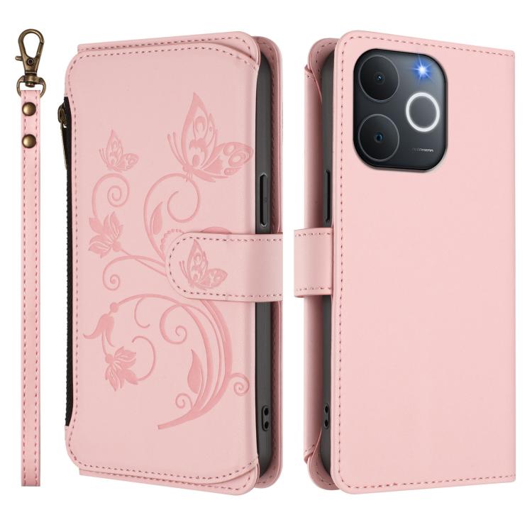 For Realme C71 4G India Butterfly Love Flower Multi-card Zipper Wallet Leather Phone Case