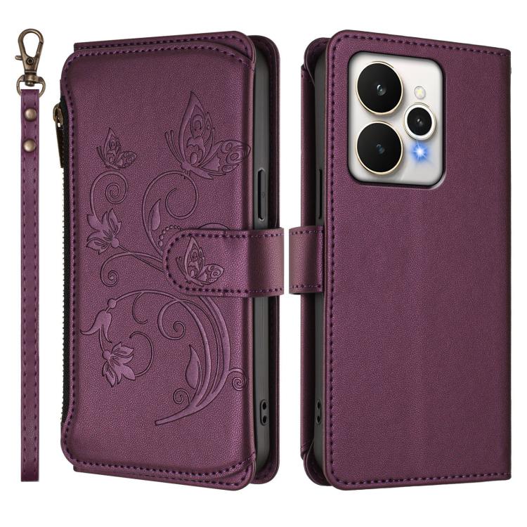 For Realme 15 5G / 15 Pro 5G Butterfly Love Flower Multi-card Zipper Wallet Leather Phone Case
