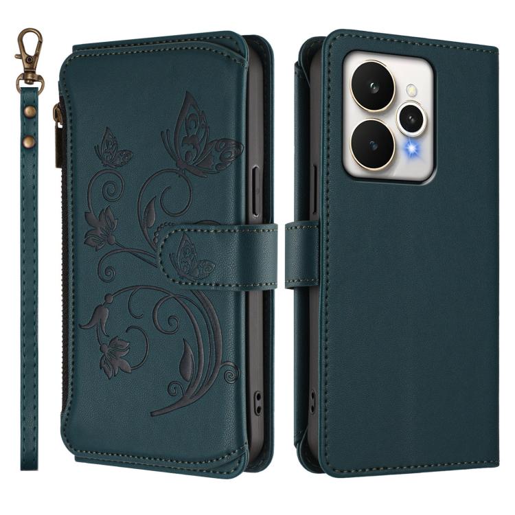 For Realme 15 5G / 15 Pro 5G Butterfly Love Flower Multi-card Zipper Wallet Leather Phone Case