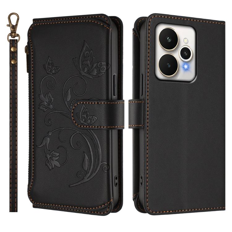 For Realme 15 5G / 15 Pro 5G Butterfly Love Flower Multi-card Zipper Wallet Leather Phone Case