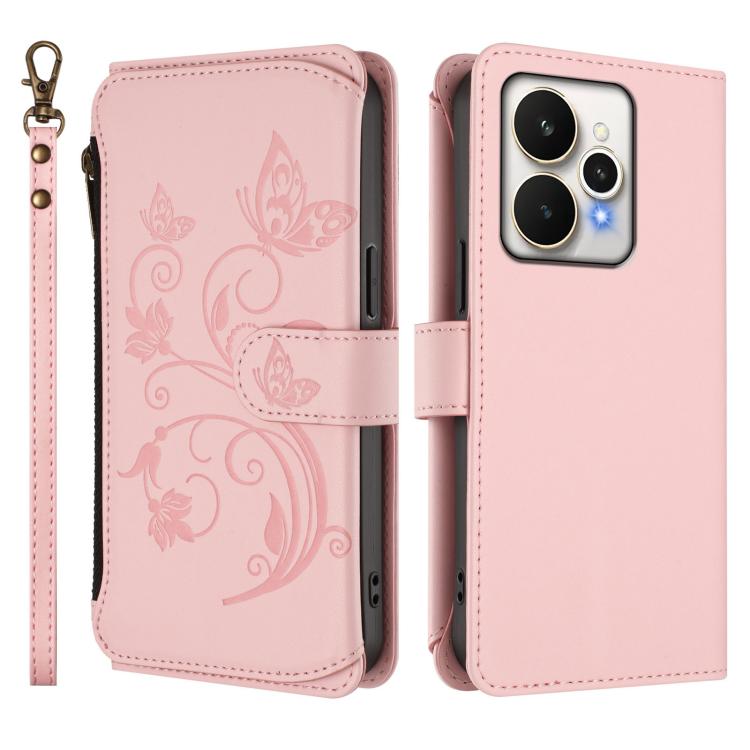 For Realme 15 5G / 15 Pro 5G Butterfly Love Flower Multi-card Zipper Wallet Leather Phone Case