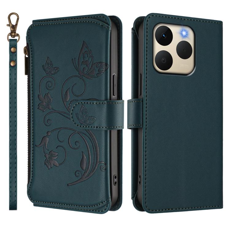 For Realme 15T 5G Global Butterfly Love Flower Multi-card Zipper Wallet Leather Phone Case