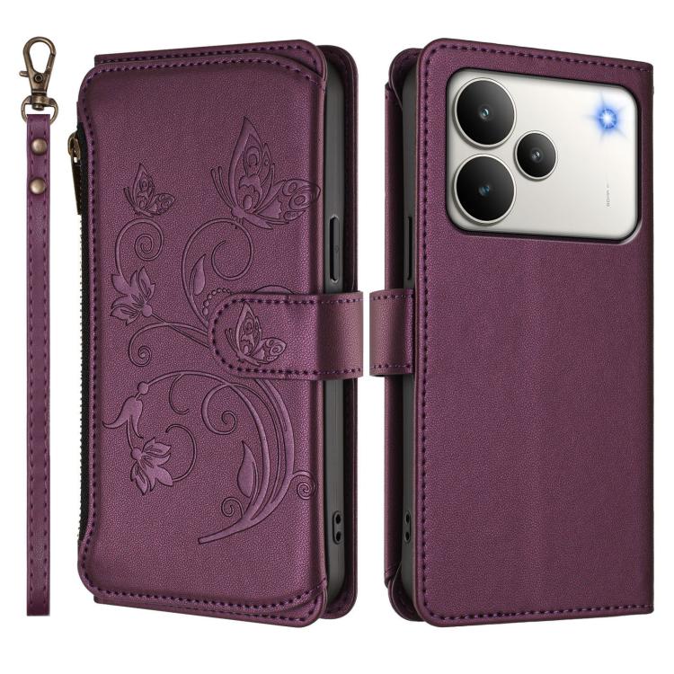 For Realme P4 5G Butterfly Love Flower Multi-card Zipper Wallet Leather Phone Case