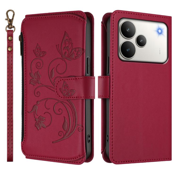 For Realme P4 5G Butterfly Love Flower Multi-card Zipper Wallet Leather Phone Case