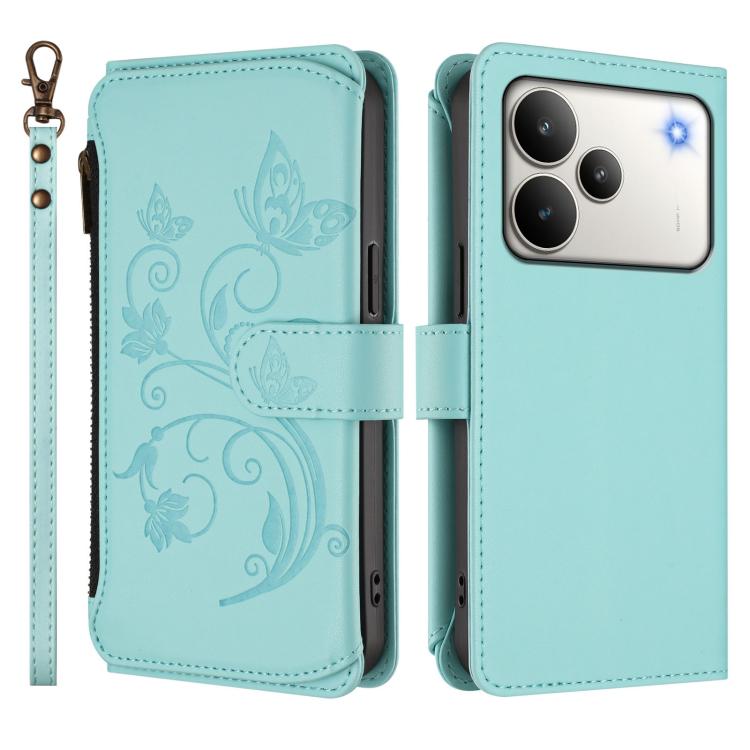 For Realme P4 5G Butterfly Love Flower Multi-card Zipper Wallet Leather Phone Case