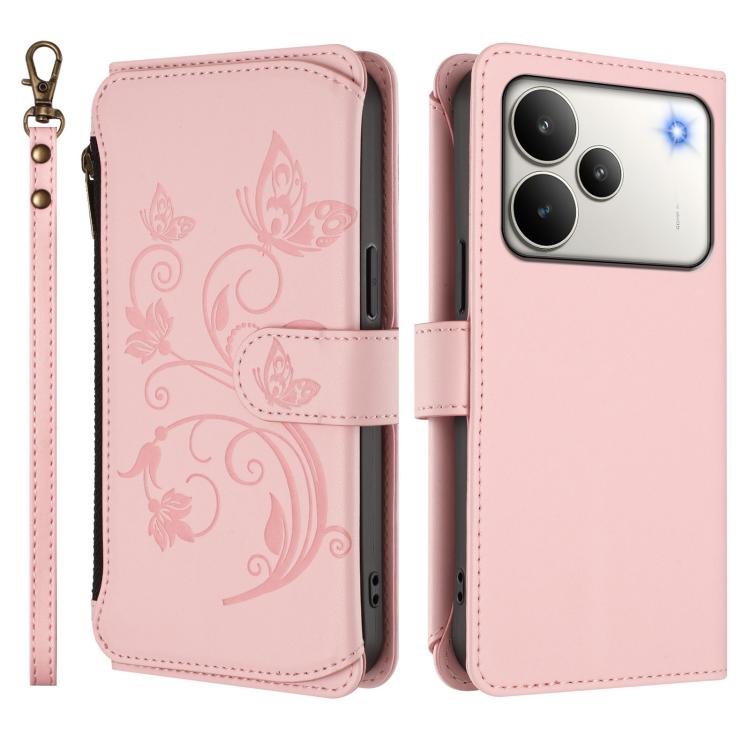 For Realme P4 Pro 5G Butterfly Love Flower Multi-card Zipper Wallet Leather Phone Case