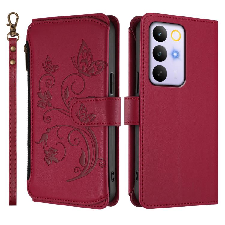 For Realme C83 India / C85 / 15X Butterfly Love Flower Multi-card Zipper Wallet Leather Phone Case
