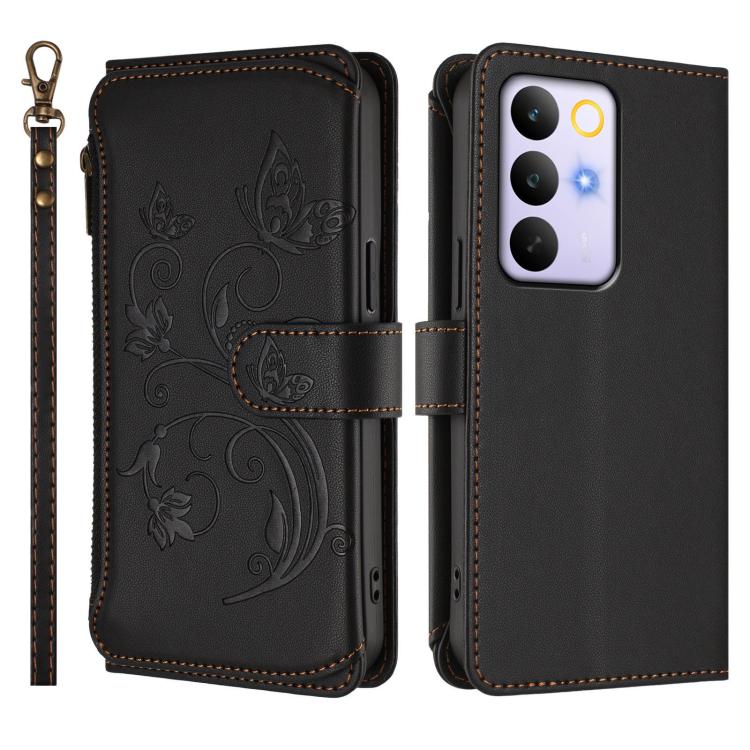For Realme C83 India / C85 / 15X Butterfly Love Flower Multi-card Zipper Wallet Leather Phone Case
