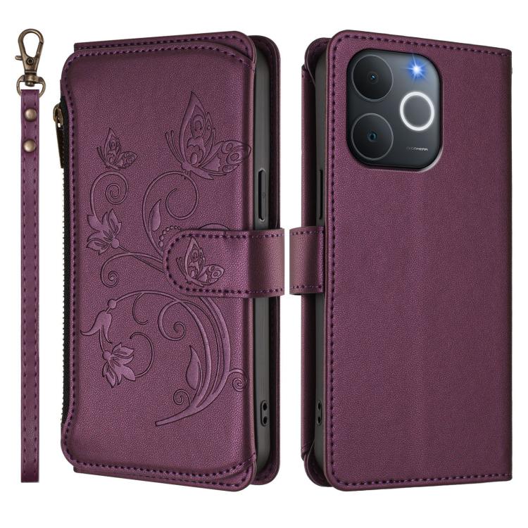 For Realme Note 70 4G / 70T 4G Butterfly Love Flower Multi-card Zipper Wallet Leather Phone Case