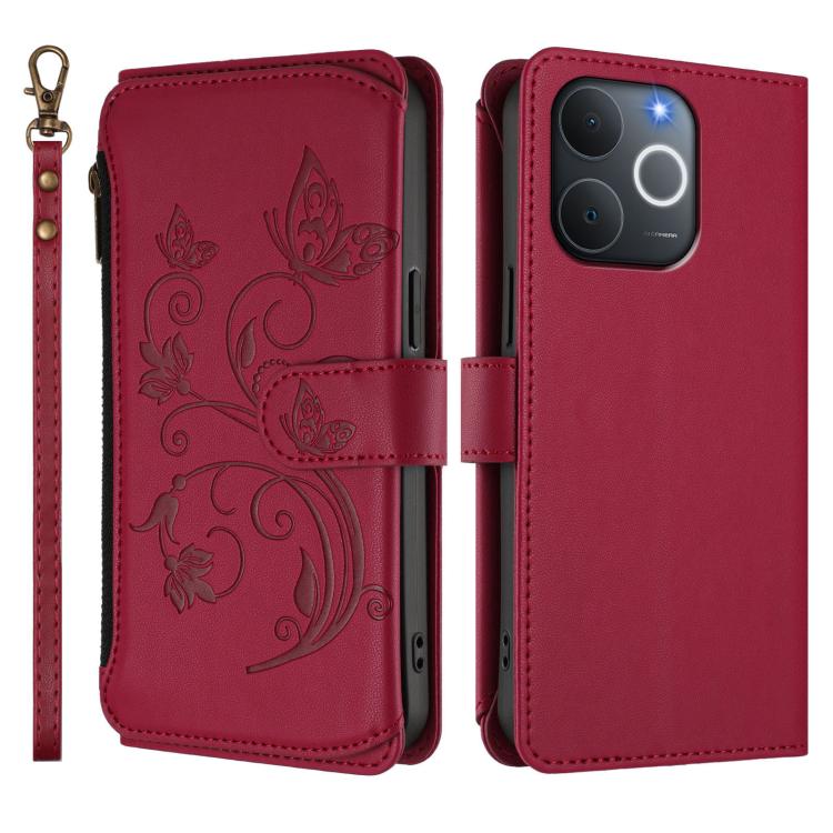 For Realme Note 70 4G / 70T 4G Butterfly Love Flower Multi-card Zipper Wallet Leather Phone Case