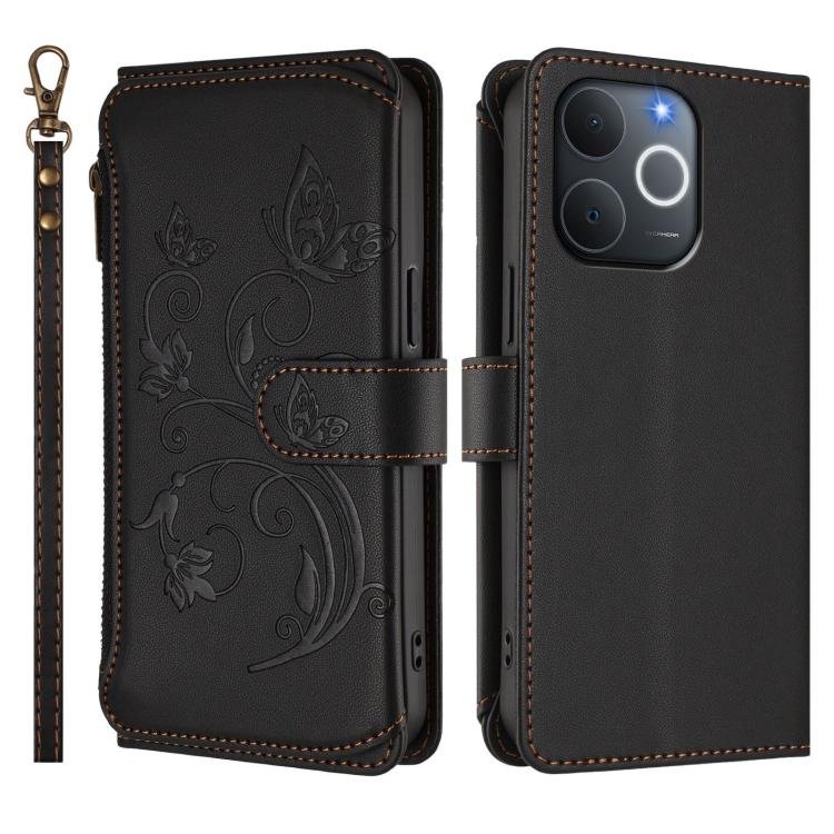 For Realme Note 70 4G / 70T 4G Butterfly Love Flower Multi-card Zipper Wallet Leather Phone Case