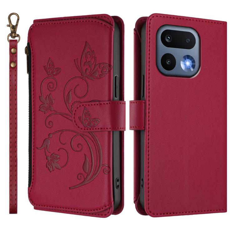 For Realme 16 Pro 5G Global Butterfly Love Flower Multi-card Zipper Wallet Leather Phone Case